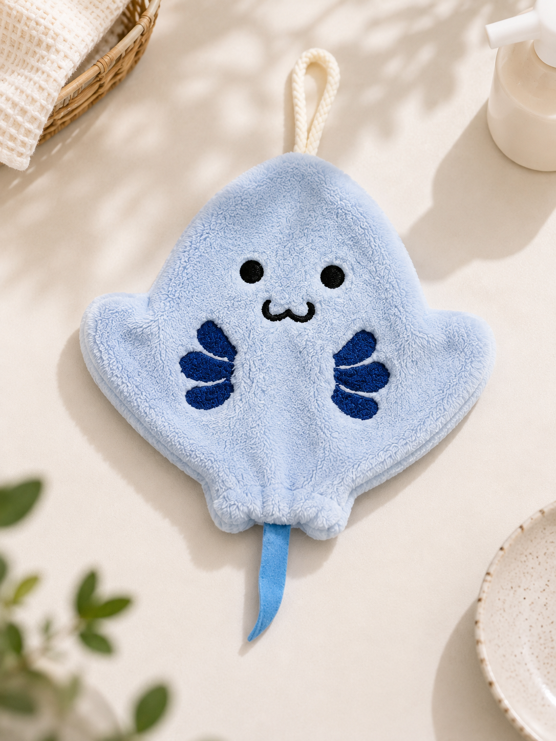 Towique Manta Ray Shape Hand Towel – Plush Microfiber Bathroom Accessory