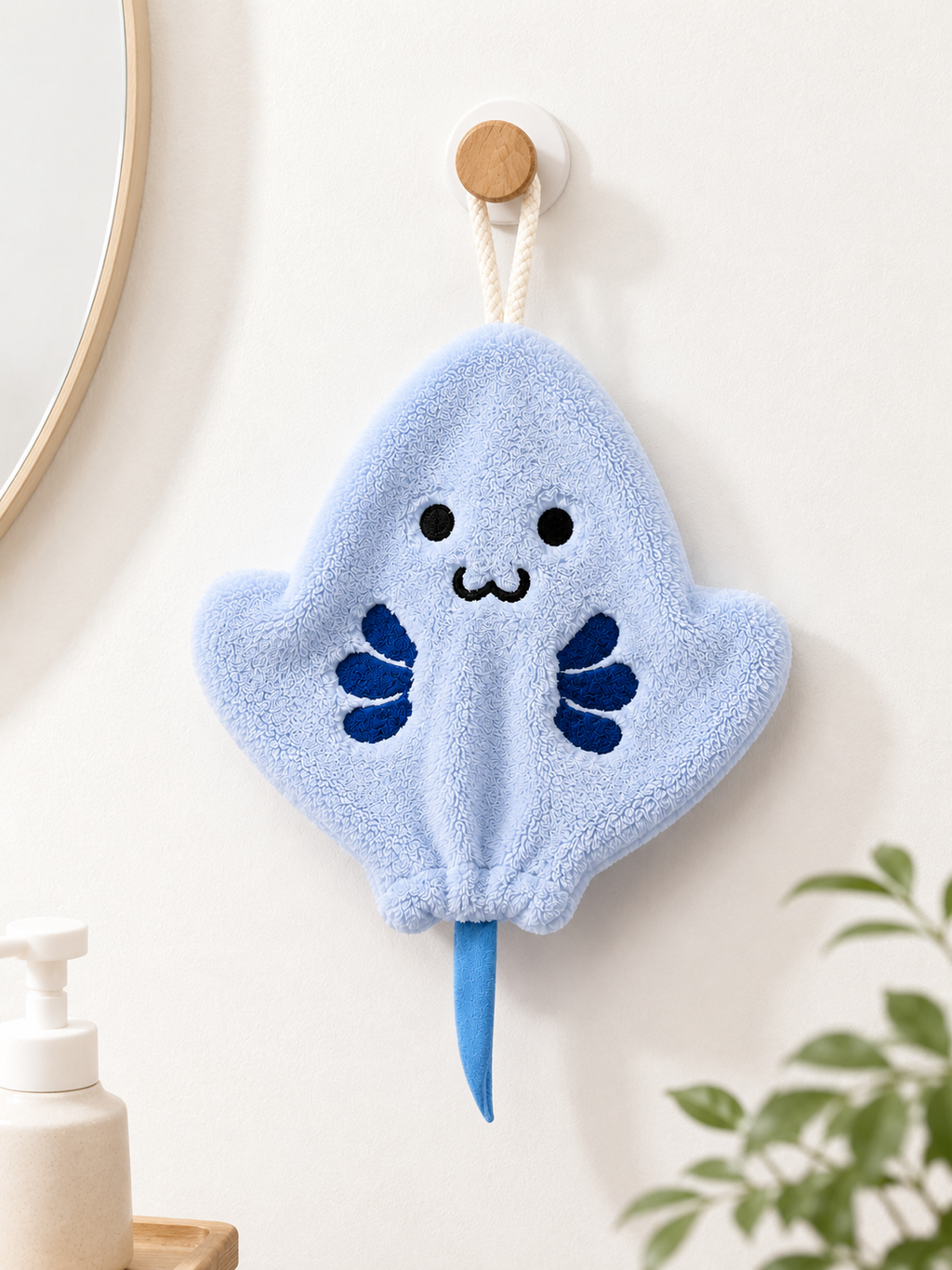 Towique Manta Ray Shape Hand Towel – Plush Microfiber Bathroom Accessory