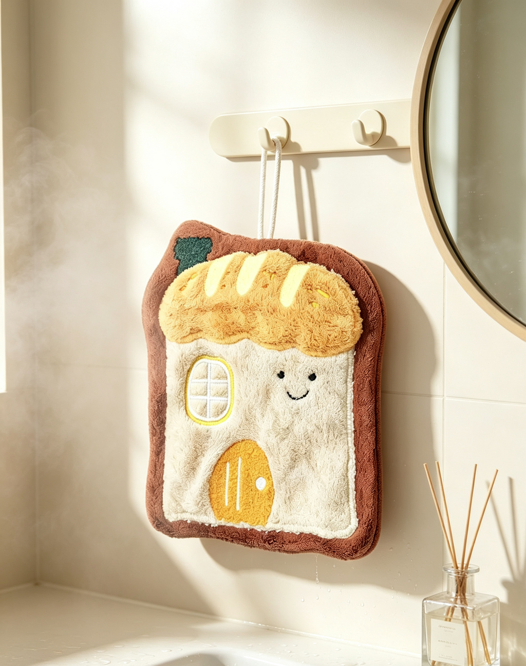 Towique House Shape Hand Towel – Soft Coral Fleece Bathroom Accessory